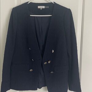 Calvin Klein Women's Navy Blazer with Gold Buttons